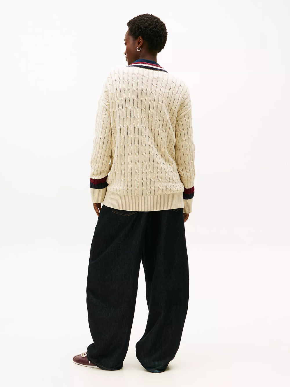 Cable Knit Crest Logo Varsity Cardigan