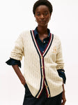 Cable Knit Crest Logo Varsity Cardigan
