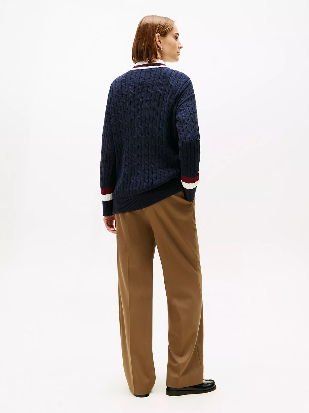 Cable Knit Crest Logo Varsity Cardigan