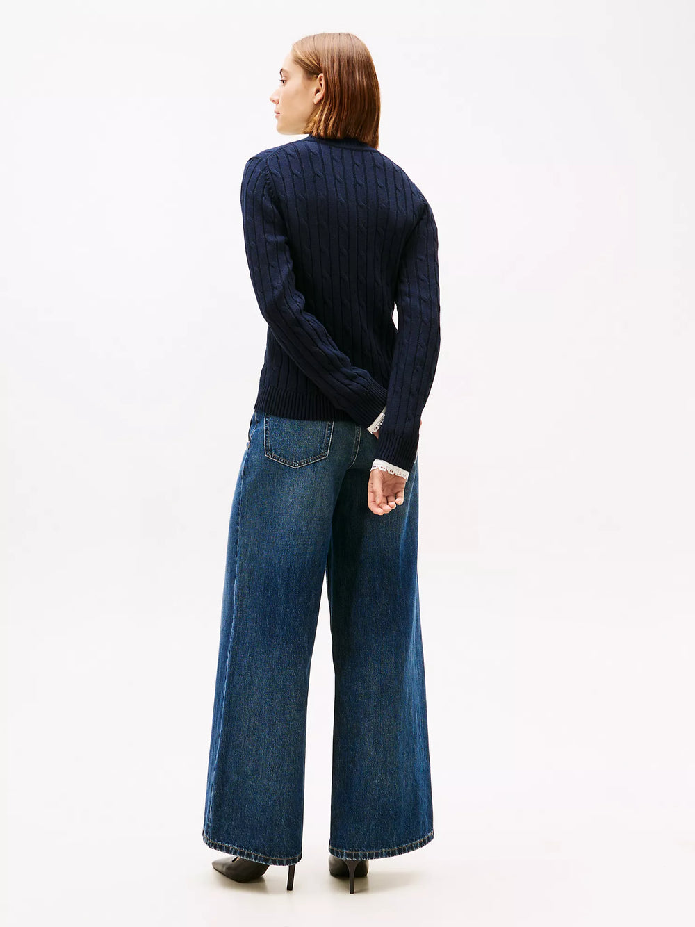 Crest Logo Cable Knit Zip Cardigan