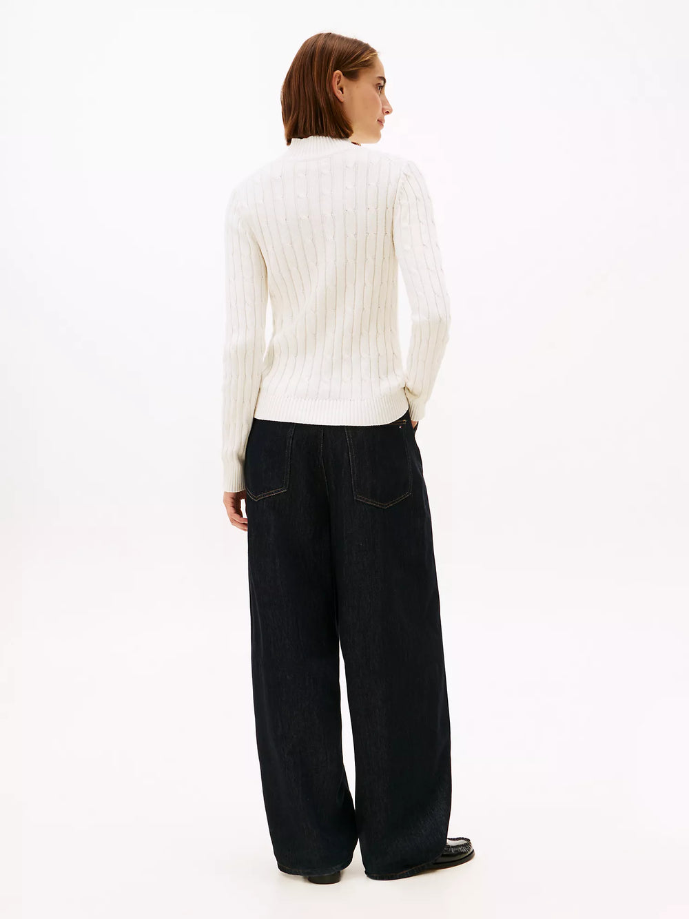 Crest Logo Cable Knit Zip Cardigan