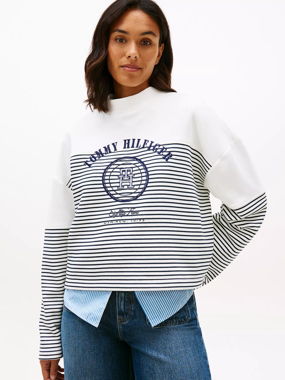 Nautical Stripe Cropped Sweatshirt