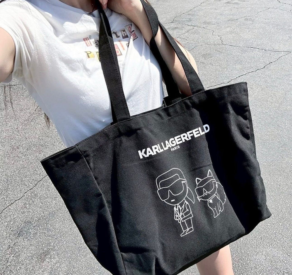 Karl Lagerfeld Konik canvas tote bag black