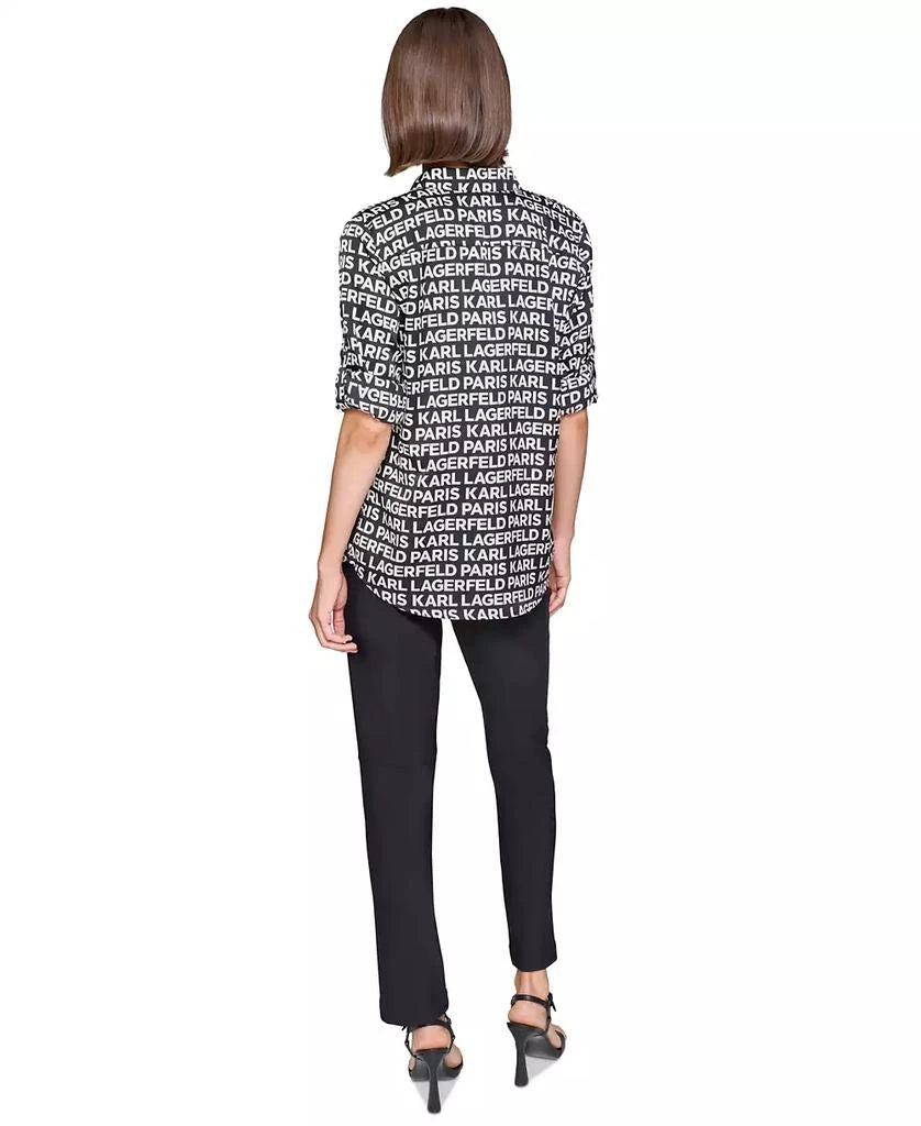 Karl Lagerfeld Paris Women's Logo-Print Button-Up Shirt
