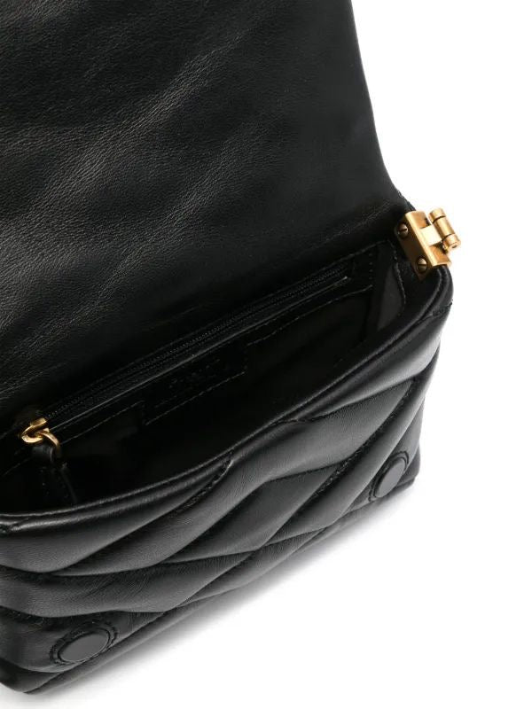 Pinko Love Click Puff Baby black sheepskin leather crossbody bag