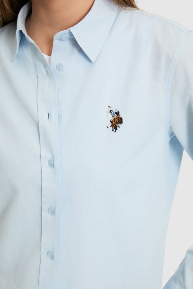 Women's Light Blue Long Sleeve Basic Shirt