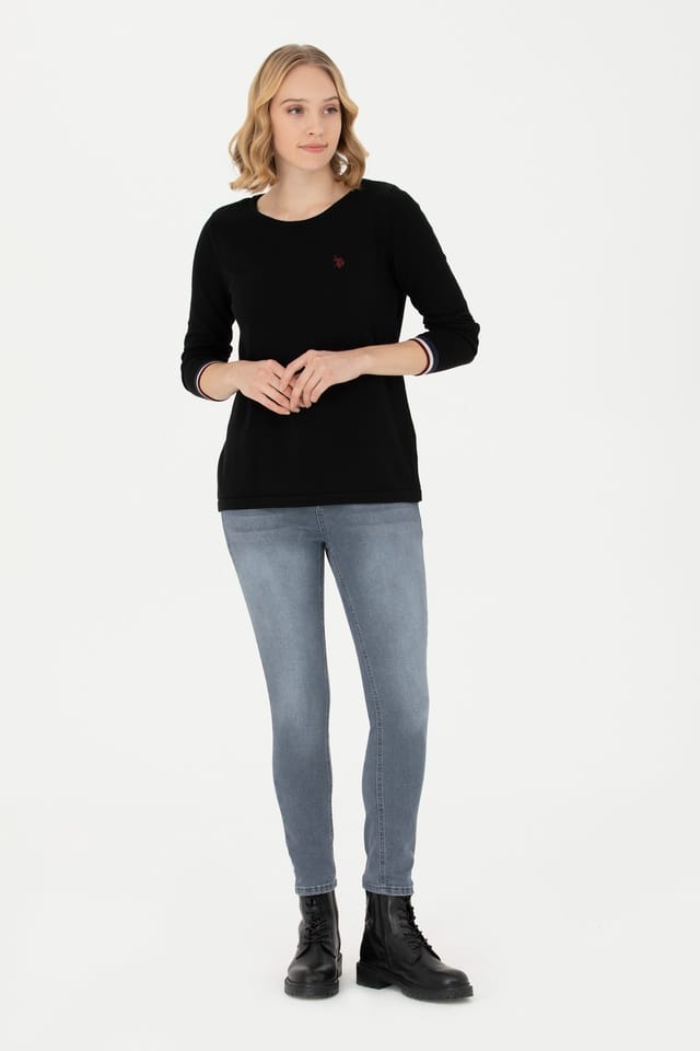 Women's Black Bike Collar Sweater
