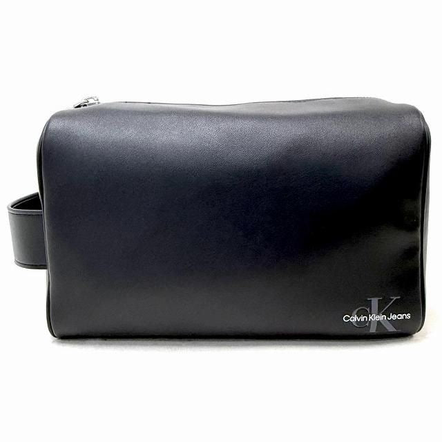 Calvin Klein Jeans Monogram Soft wash bag in black polyurethane