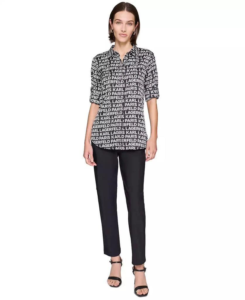 Karl Lagerfeld Paris Women's Logo-Print Button-Up Shirt