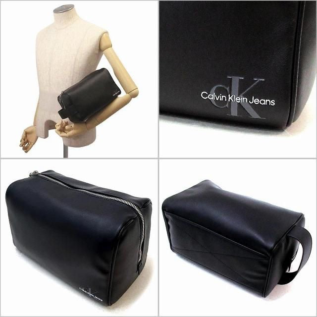 Calvin Klein Jeans Monogram Soft wash bag in black polyurethane