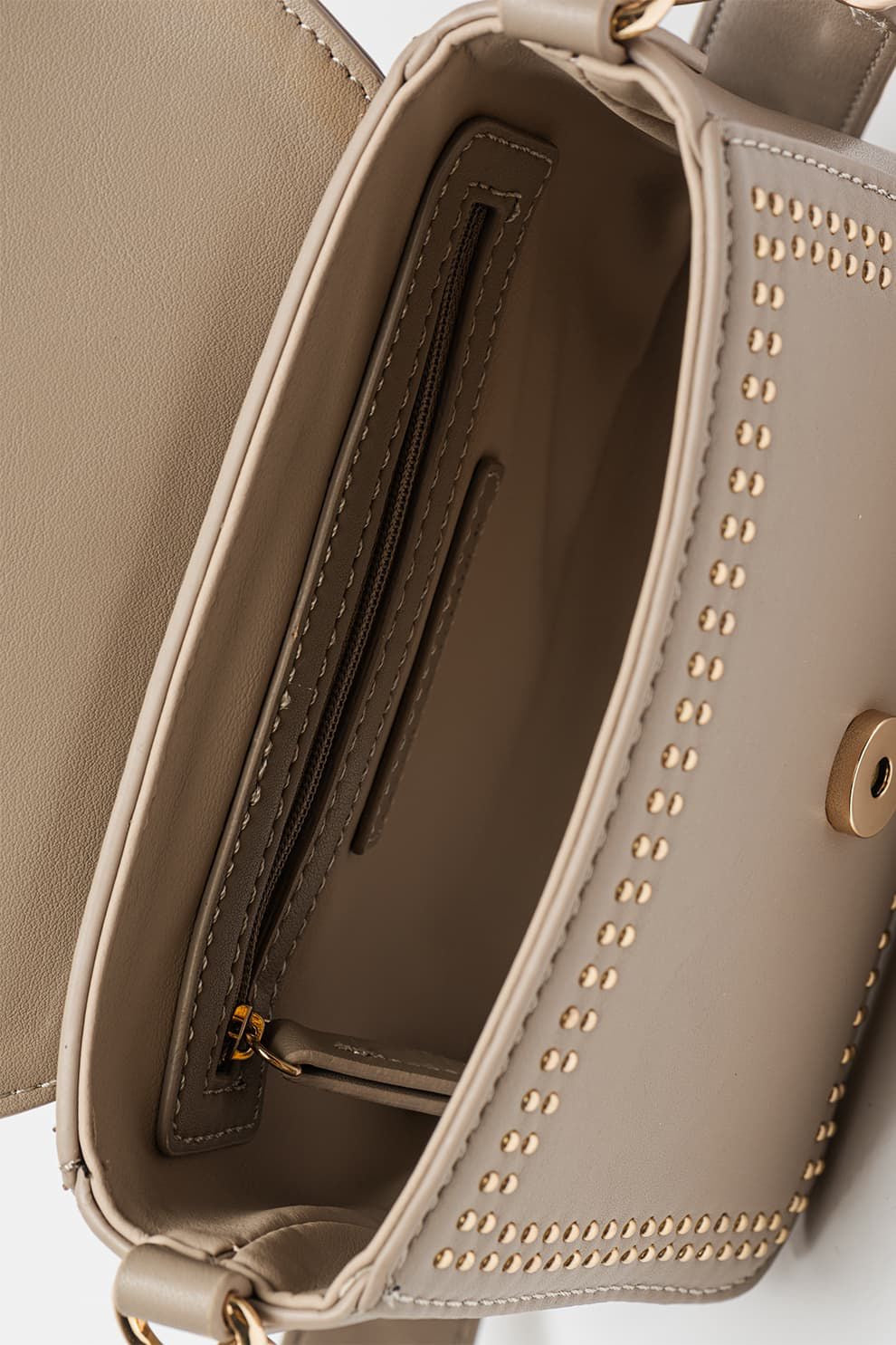 Valentino Shine Re Flap Studded Bag in Taupe or Cafe