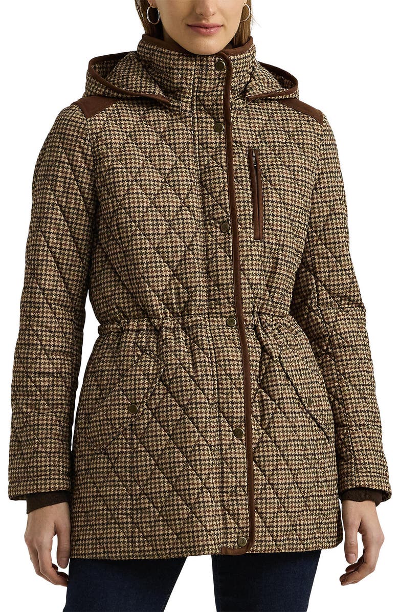 Ralph Lauren Houndstooth Check Quilted Jacket