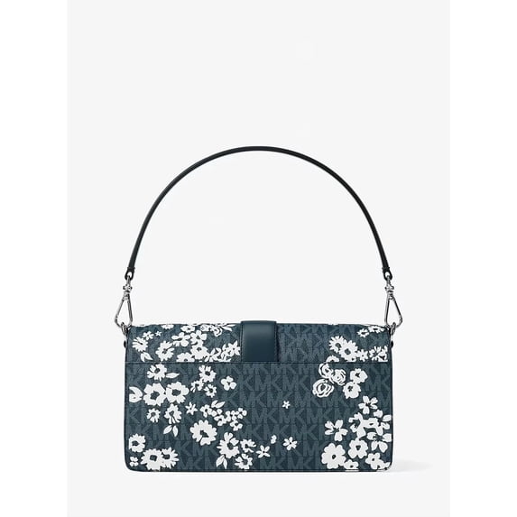 Michael Kors Women's Greenwich Medium Printed Signature Logo Convertible Crossbody Shoulder Bag (Blue Multi)