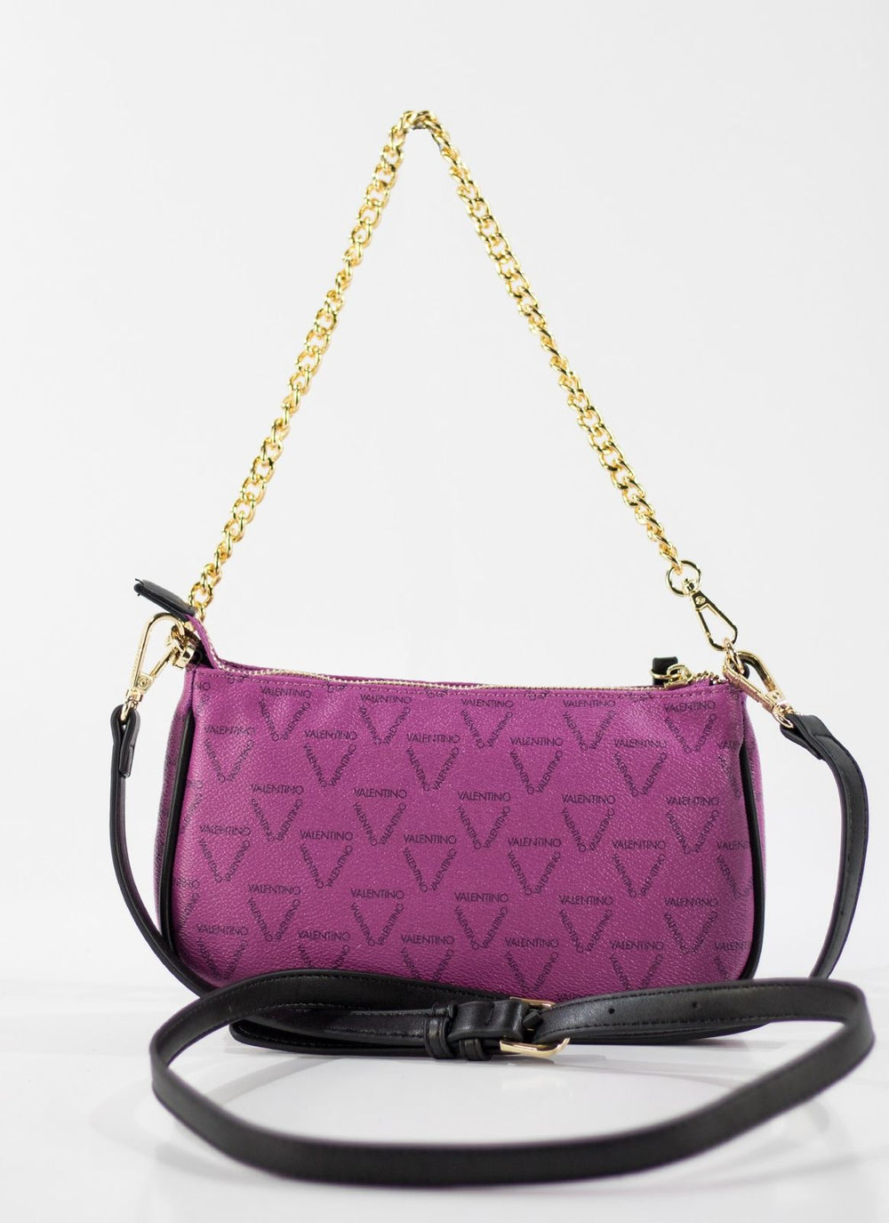 Valentino Liuto pochette bag in a purple/malva and black multi-color design