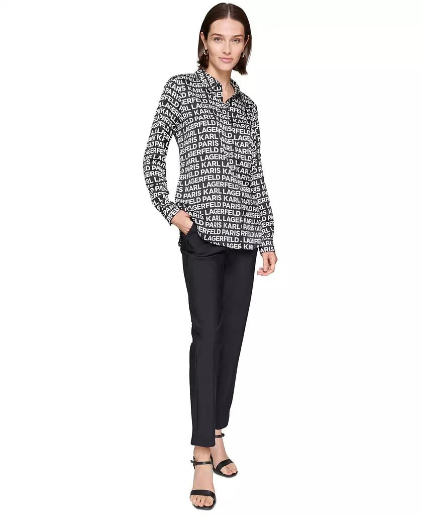 Karl Lagerfeld Paris Women's Logo-Print Button-Up Shirt