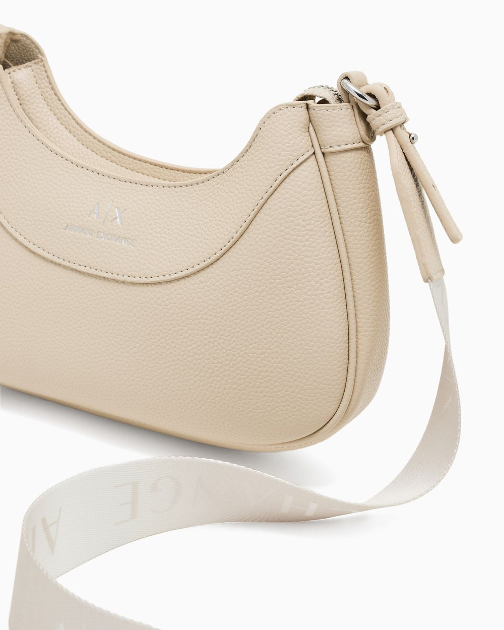 Armani Exchange curved logo shoulder bag in cream