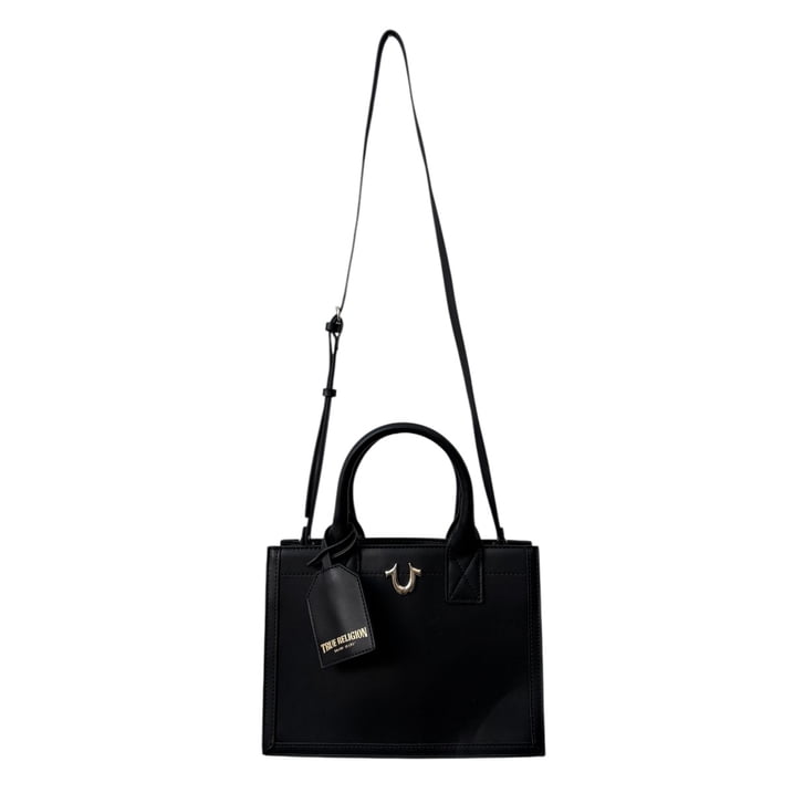 True Religion Black Modern Edge Charm Tote Bag