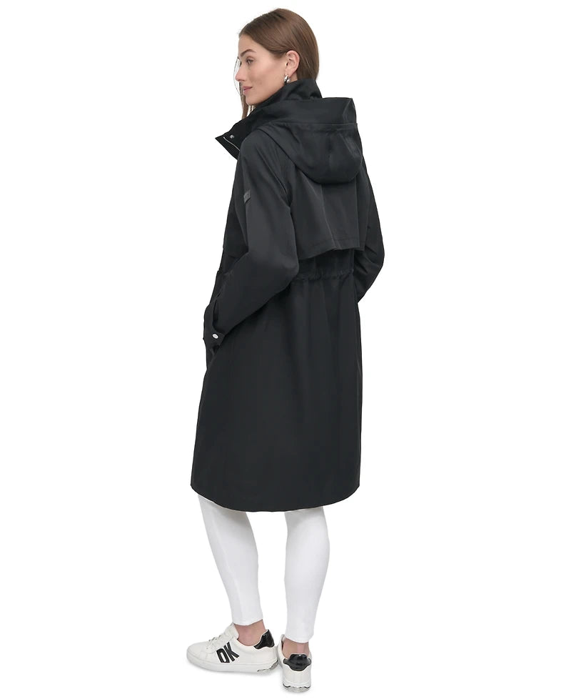 Dkny Women's Hooded Zip-Front Long Anorak Coat