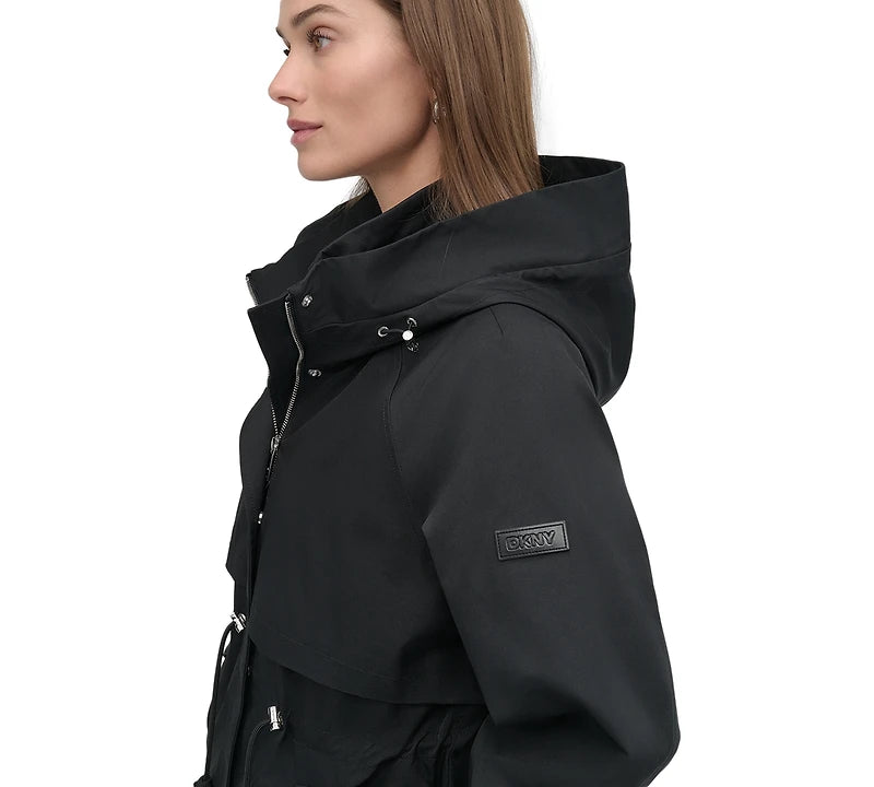 Dkny Women's Hooded Zip-Front Long Anorak Coat