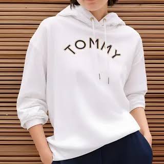 Tommy Hilfiger White Embroidered Logo Hoodie