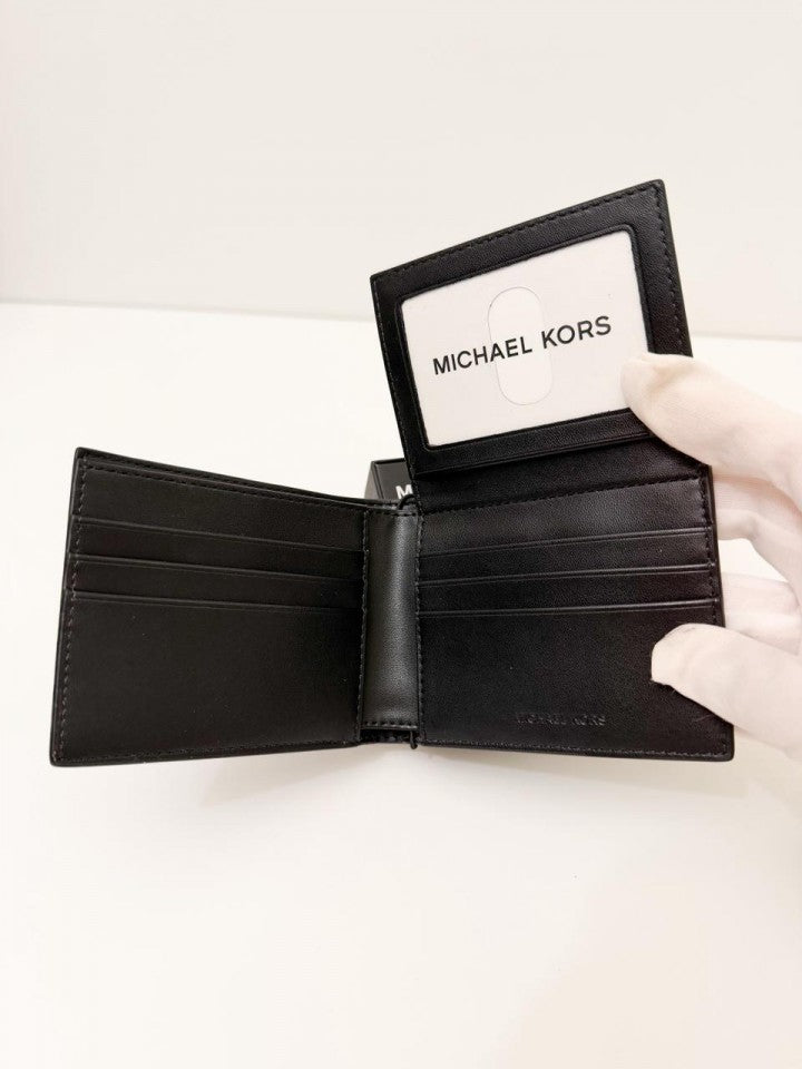 New Michael Kors Jet Set Mens Sign BLACK L Fold with ID Wallet