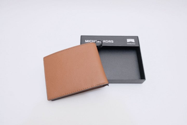New Michael Kors Jet Set Mens LUGGAGE Wallet Slim Billfold