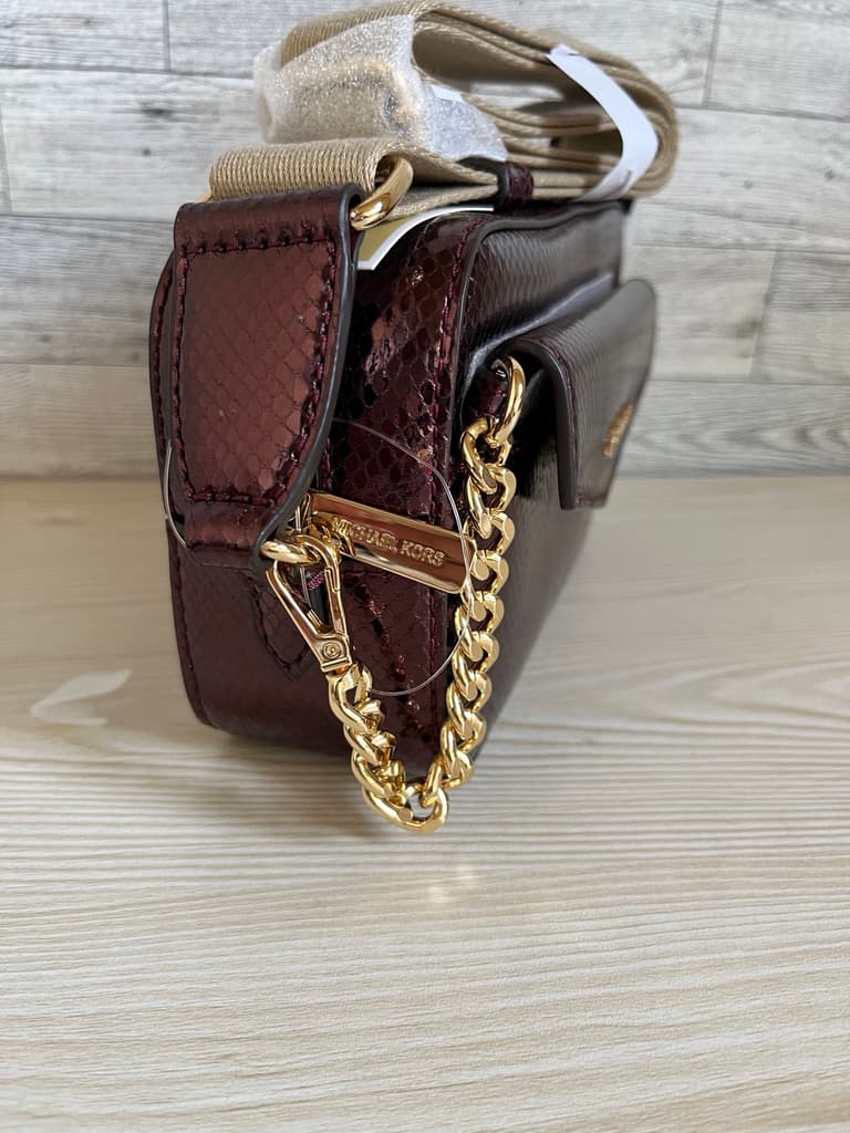 Michael Kors Maisie 2-in-1 camera crossbody bag in a metallic purple