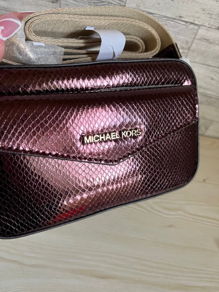 Michael Kors Maisie 2-in-1 camera crossbody bag in a metallic purple