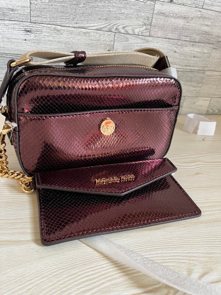 Michael Kors Maisie 2-in-1 camera crossbody bag in a metallic purple