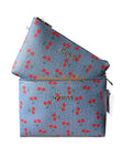 NWT GUESS 2 Piece Denim Tana Travel Toiletry Pouch Set Cosmetic Bags
