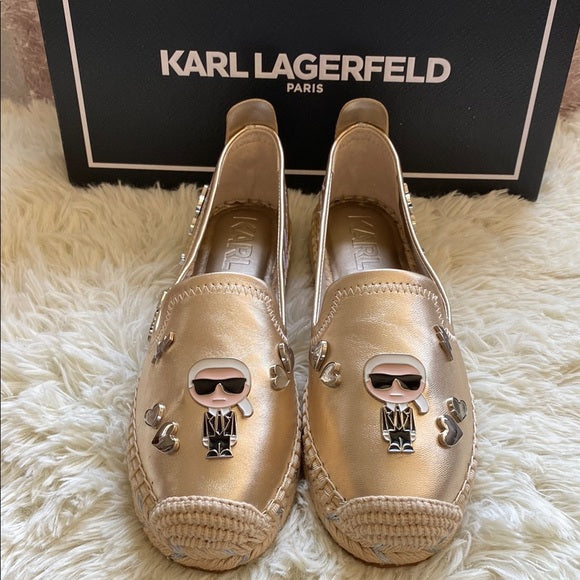 Karl Lagerfeld Embellished Espadrille Flat Size 37.5 / 7 US