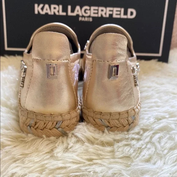 Karl Lagerfeld Embellished Espadrille Flat Size 37.5 / 7 US