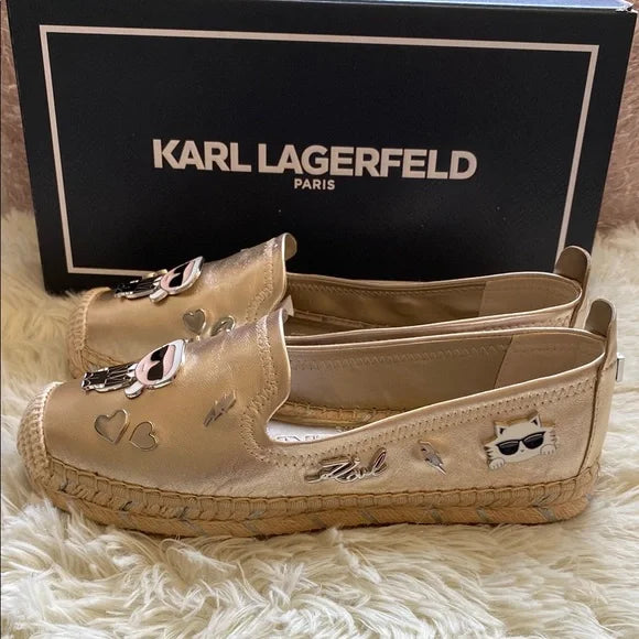 Karl Lagerfeld Embellished Espadrille Flat Size 37.5 / 7 US