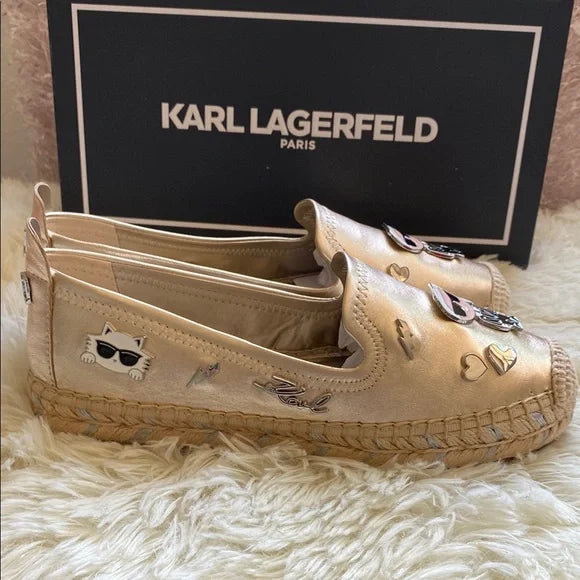 Karl Lagerfeld Embellished Espadrille Flat Size 37.5 / 7 US