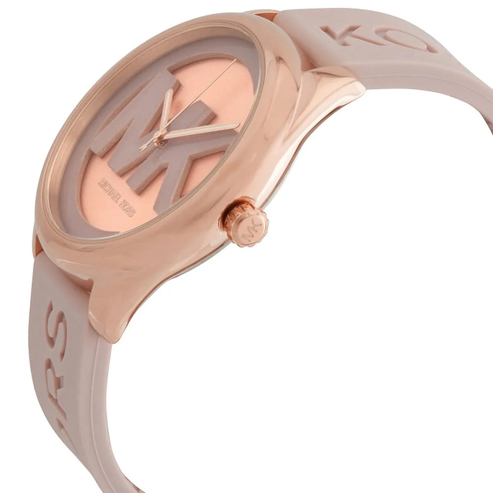 MICHAEL KORS MK7139 Janelle Rose Gold-Tone/Pink MK Logo Dial Watch BNWT