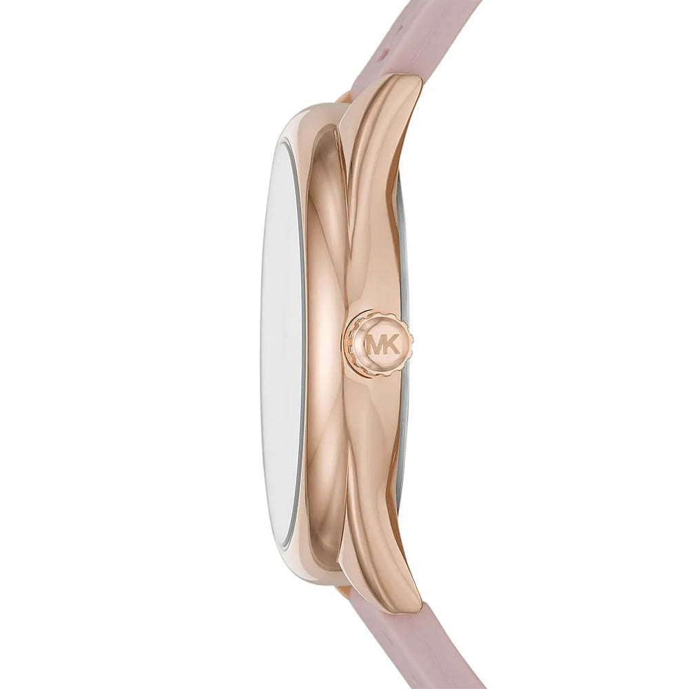 MICHAEL KORS MK7139 Janelle Rose Gold-Tone/Pink MK Logo Dial Watch BNWT