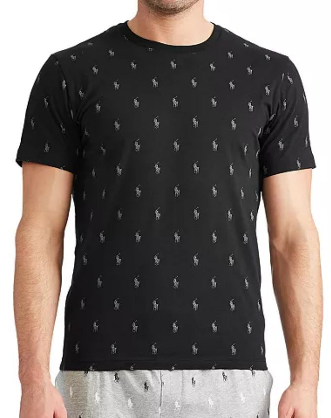 Polo RALPH LAUREN Men's T-Shirt All Over Polo Pony Player Black Lightweight