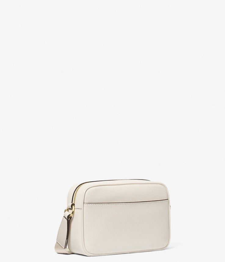 MICHAEL KORS Jet Set Travel Medium Leather Messenger Bag Light Cream