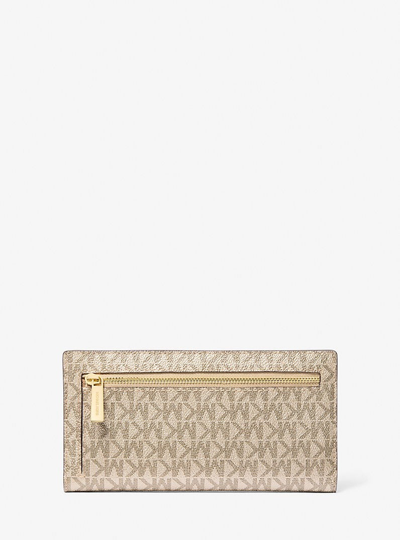 Michael Kors Carson Large Snap Wallet Pale Gold MK Signature