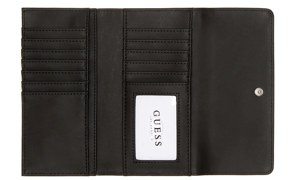 NEW GUESS Women's Ackherman Quilted Trifold Wallet Clutch Bag - Black