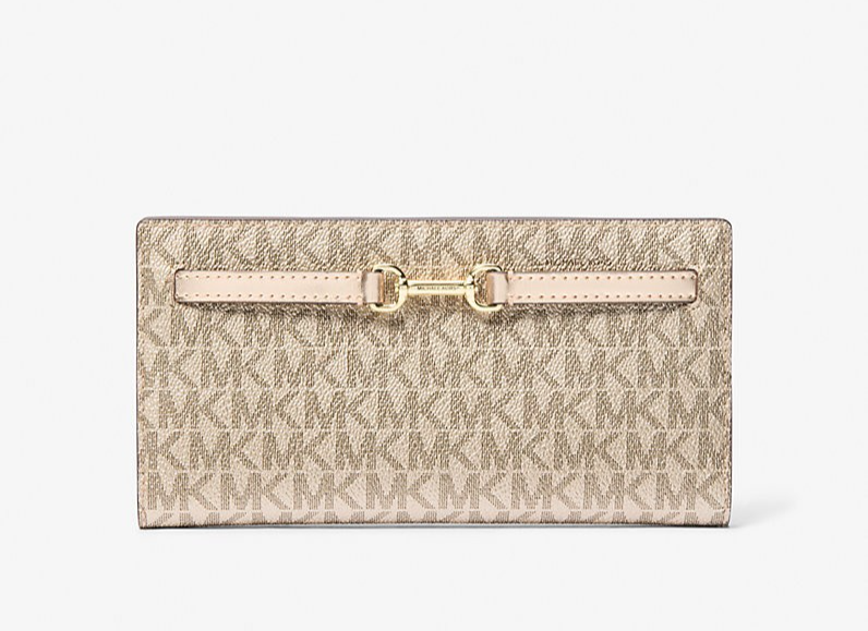 Michael Kors Carson Large Snap Wallet Pale Gold MK Signature