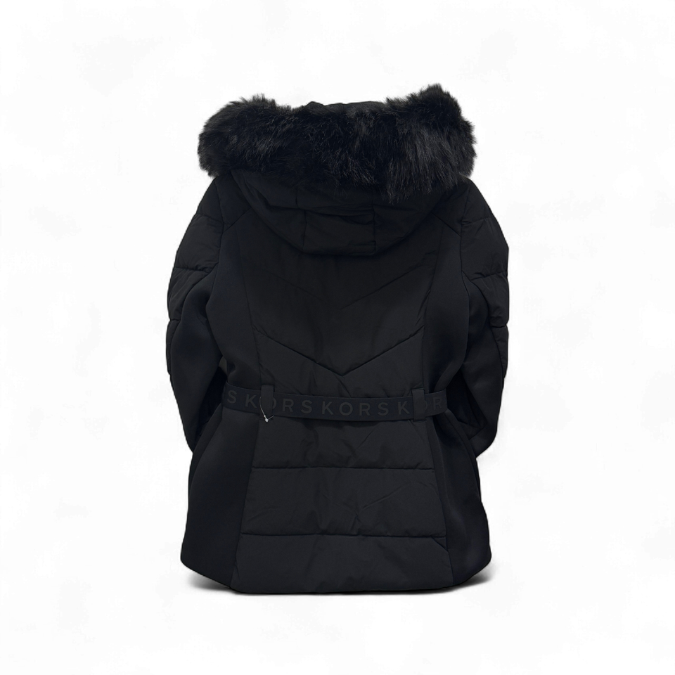 Michael Kors Women's Faux Fur Hooded Belted Coat