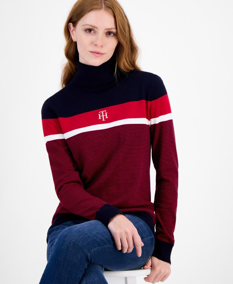 Tommy Hilfiger Women's Logo-Stripe Turtleneck Sweater